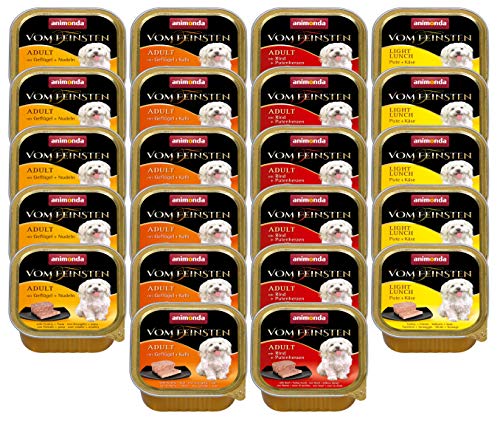animonda Vom Feinsten Adult Hundefutter, Nassfutter für ausgewachsene Hunde, Schlemmerkern mit Rind, Ei + Schinken, 22 x 150 g