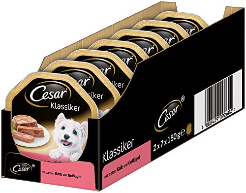Cesar Hundefutter Nassfutter Klassiker mit zartem Kalb und Geflügel, 14 Schalen (14 x 150g)