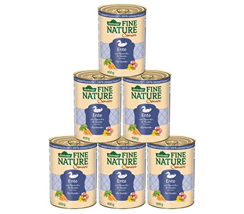 Dehner Fine Nature Hundefutter Senior, Lebensmittelqualität, Ente, 6 x 400 g (2.4 kg)